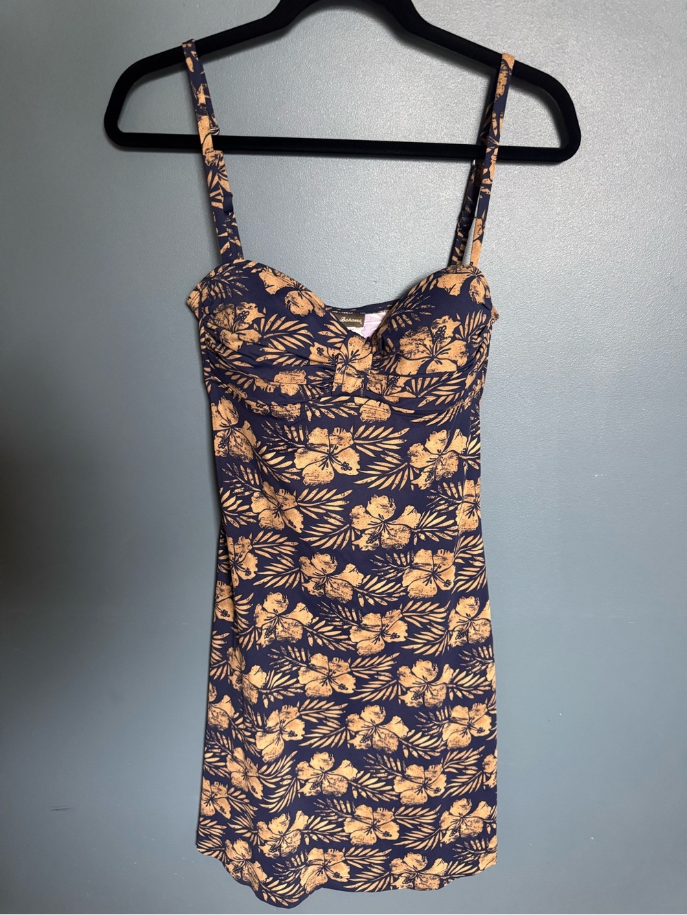 TOMMY BAHAMA Soft Stretch Navy Floral Hibiscus Tank Dress Size Small